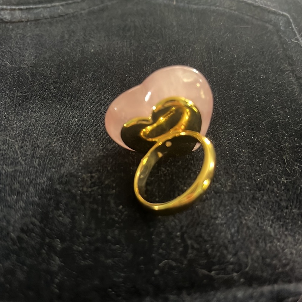KATE SPADE NY Heart Rose Quartz Pink Stone Ring size 8 w/ dust bag - Picture 6 of 8